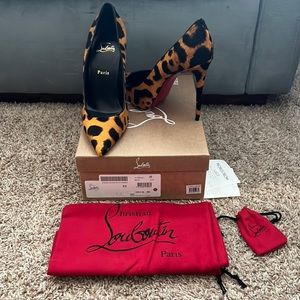 CHRISTIAN LOUBOUTIN: Kate 100 Leopard-print Calf Hair Pumps in Size 40 (10)